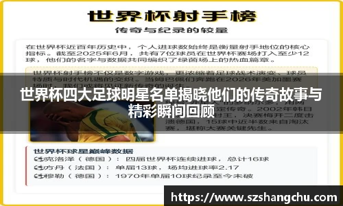 世界杯四大足球明星名单揭晓他们的传奇故事与精彩瞬间回顾